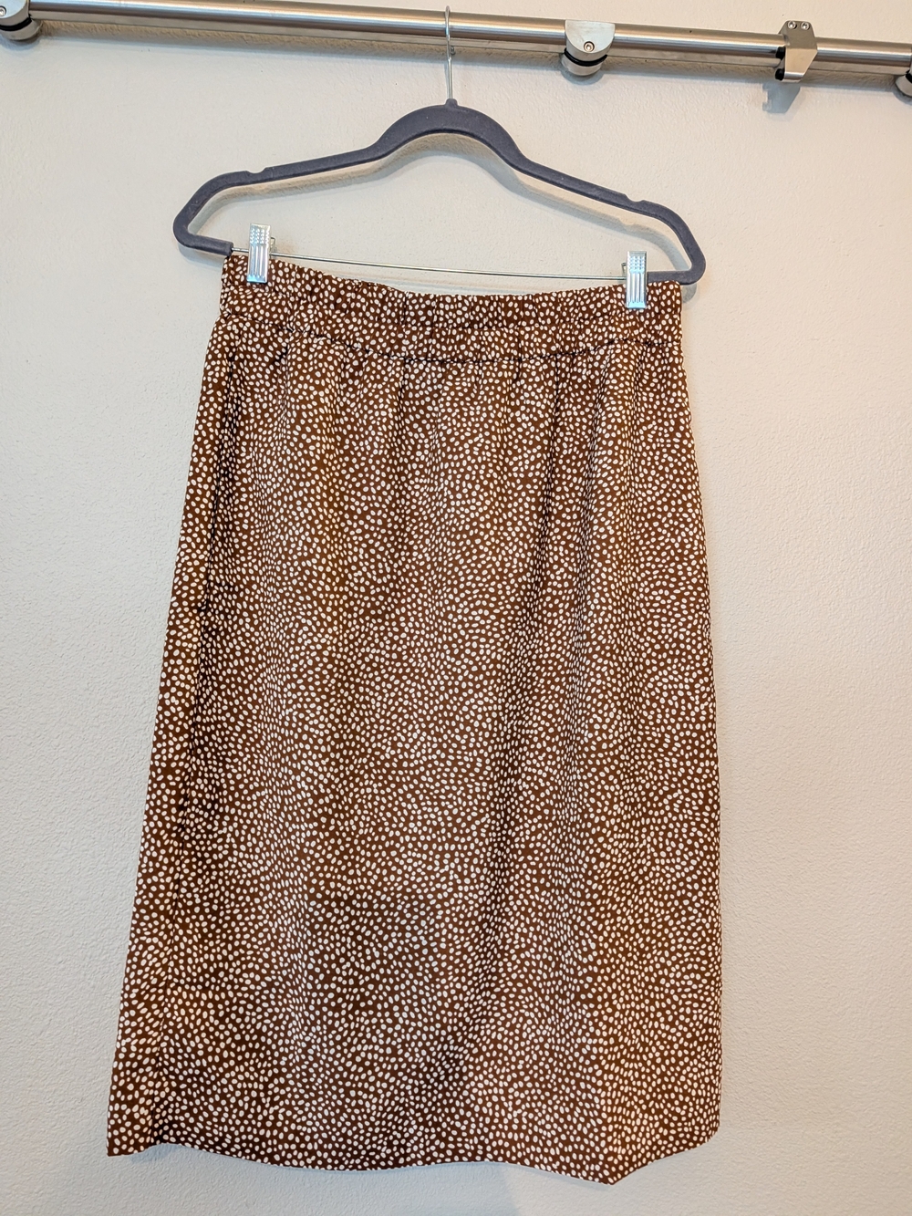 J.Crew Factory Brown Polka Dot Pull-On Midi Skirt - Size M